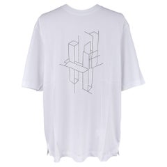 T-shirt Hermès pour homme H avec broderie 3D en coton blanc, taille M