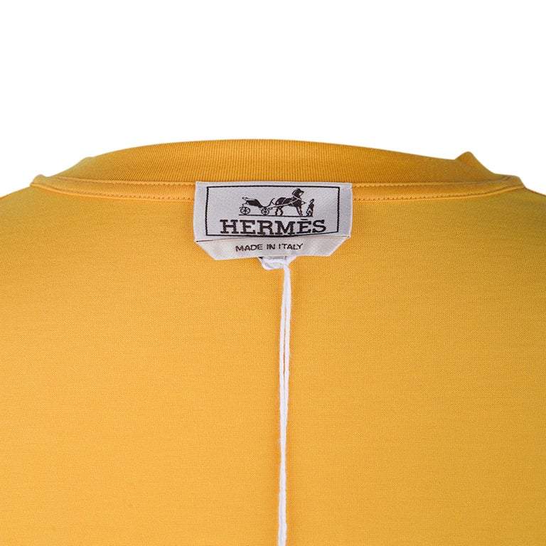 Hermes Men's TShirt H 3D Embroidery Jaune D'Or Cotton M For Sale at