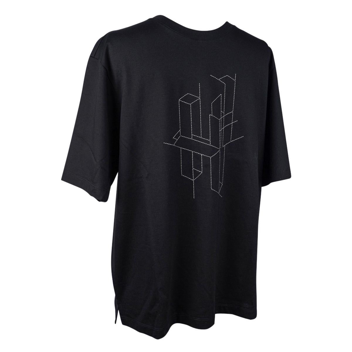 Hermes Men's T-Shirt H 3D Embroidery Kaki Fonce Cotton L 1