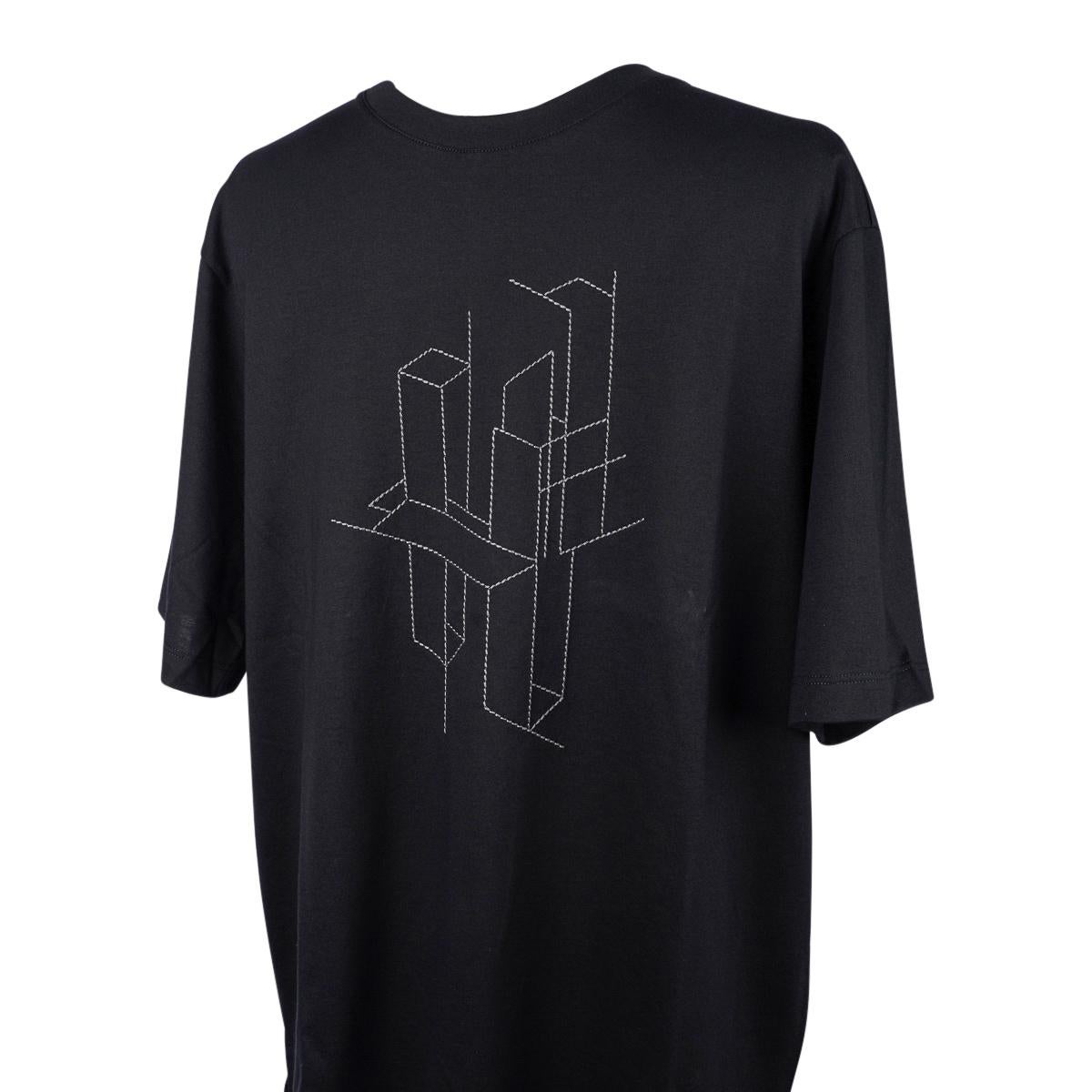 Hermes Men's T-Shirt H 3D Embroidery Kaki Fonce Cotton L 2