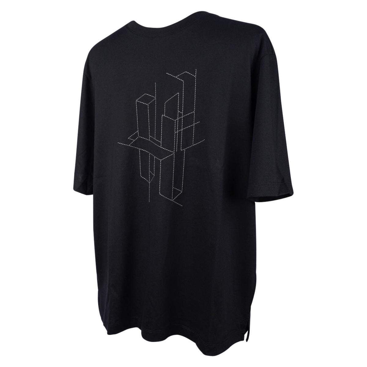 Hermes Men's T-Shirt H 3D Embroidery Kaki Fonce Cotton L 3