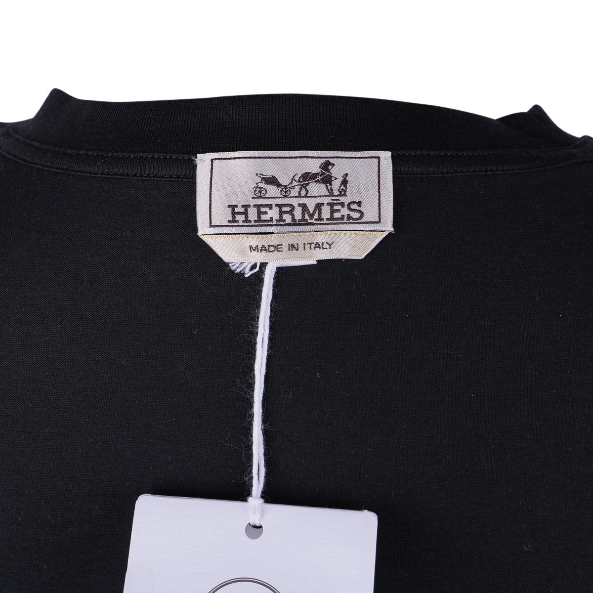 Hermes Men's T-Shirt H 3D Embroidery Kaki Fonce Cotton L 5