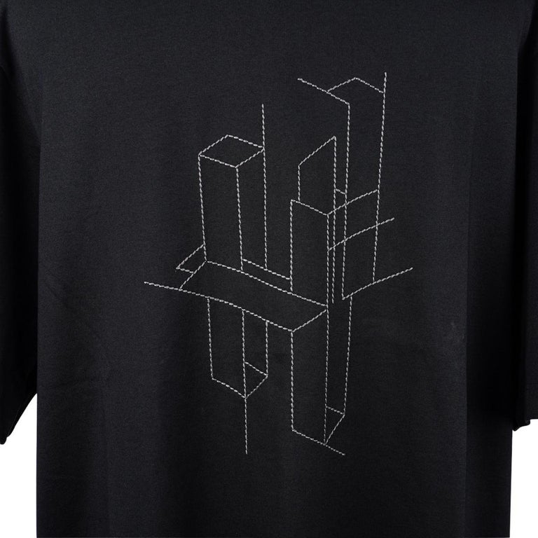 Hermes Men's TShirt H 3D Embroidery Kaki Fonce Cotton M For Sale at