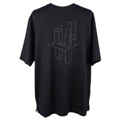 Hermes Men's T-Shirt H 3D Embroidery Kaki Fonce Cotton M