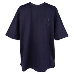 Hermes Men's T-Shirt H Mini Patch Cuir Marine Cotton M