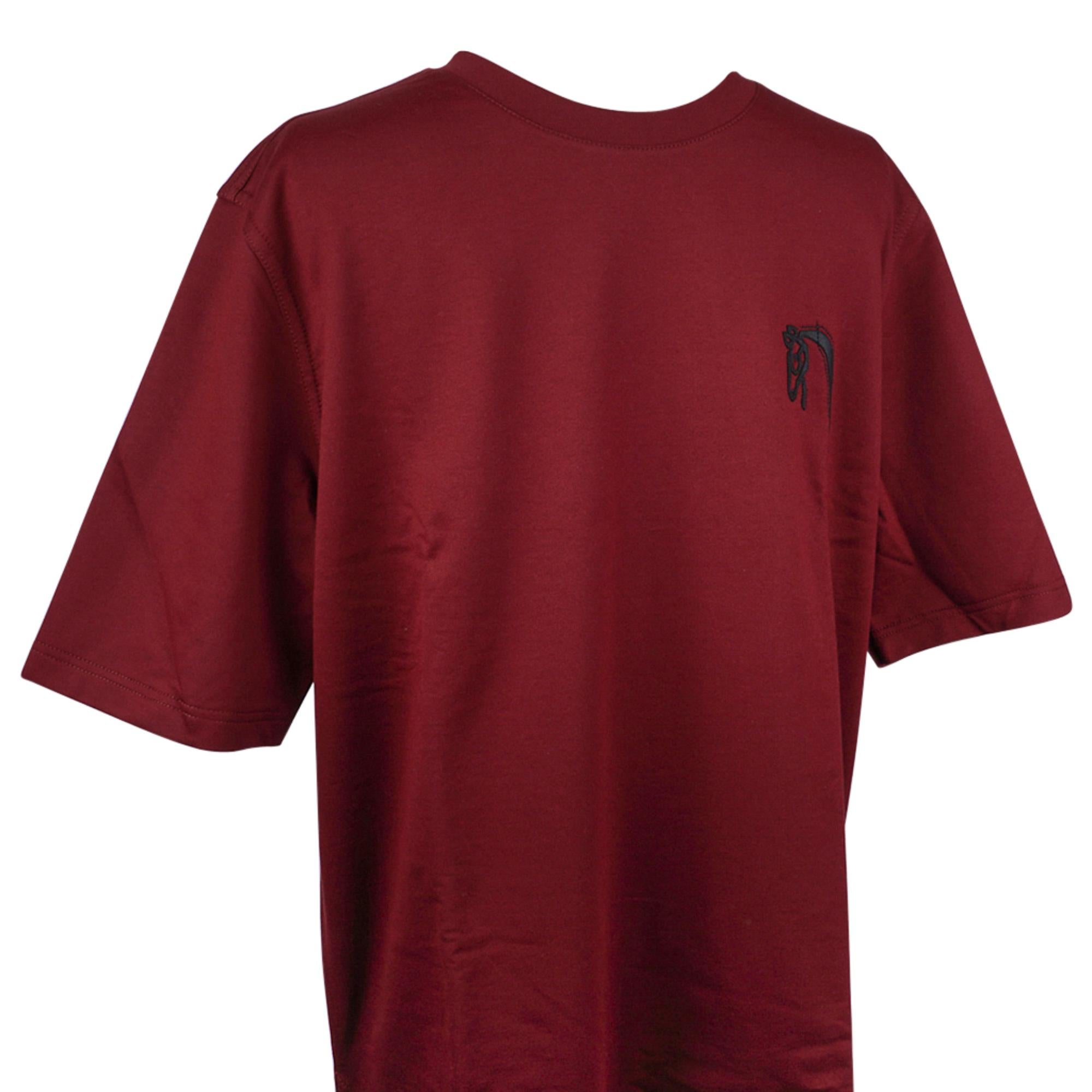 Hermes Herren T-Shirt H Mini Patch Cuir Rouge H Baumwolle M im Angebot 1