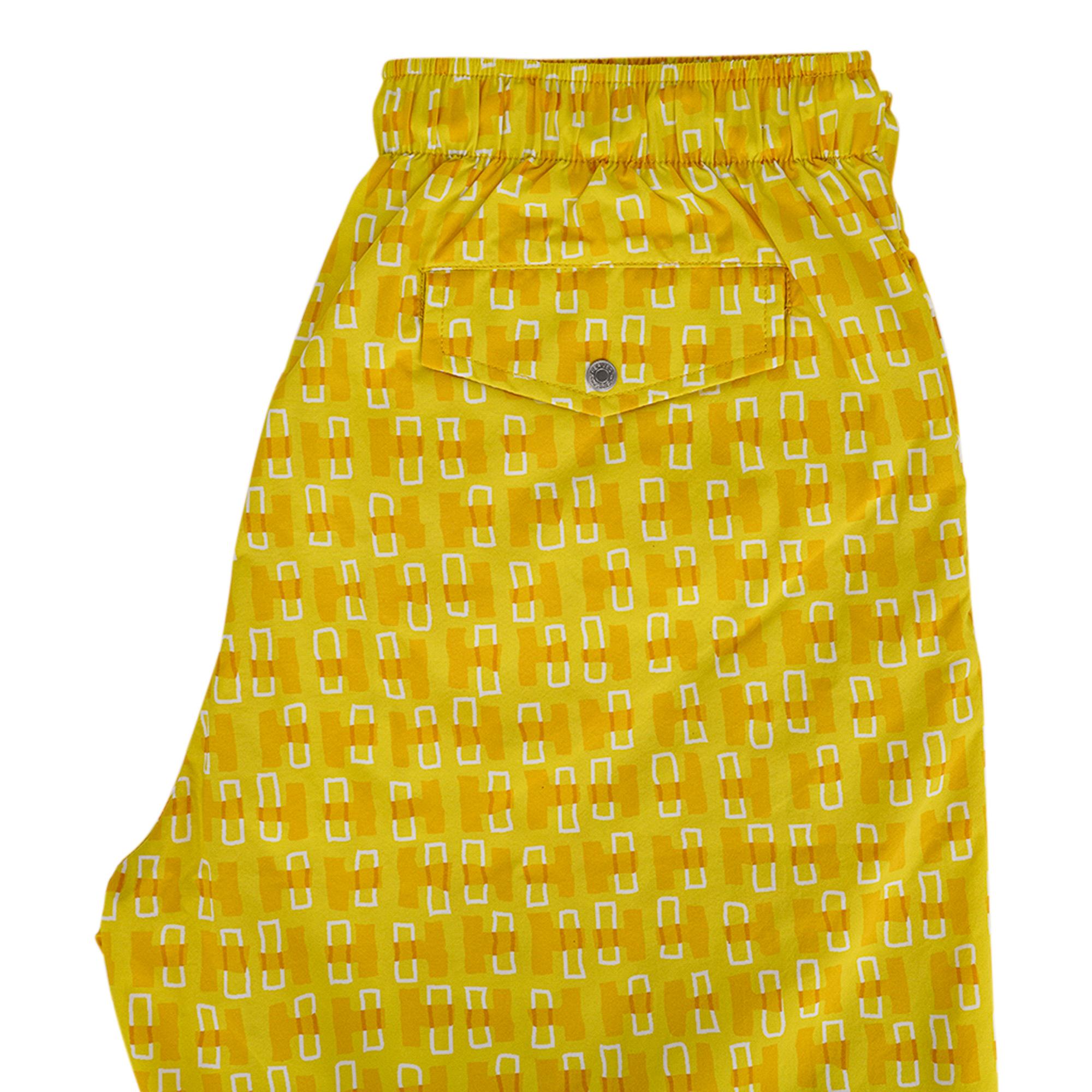 Hermes Men's Touches de H Jaune d'Or Swim Trunks Ocean S In New Condition For Sale In Miami, FL