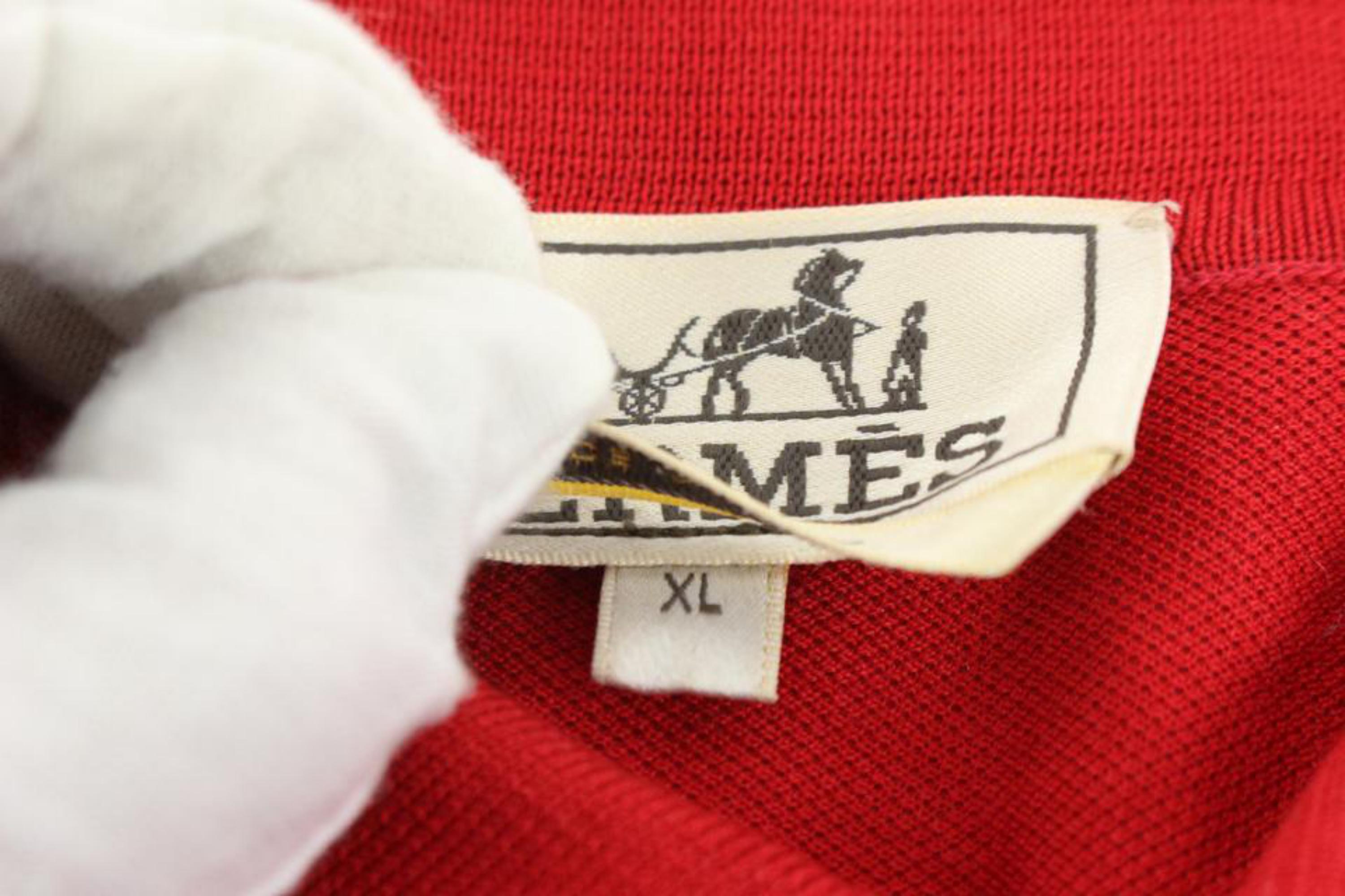 Hermès Herren XL H Logo Polo Shirt 125h22 (Rot) im Angebot