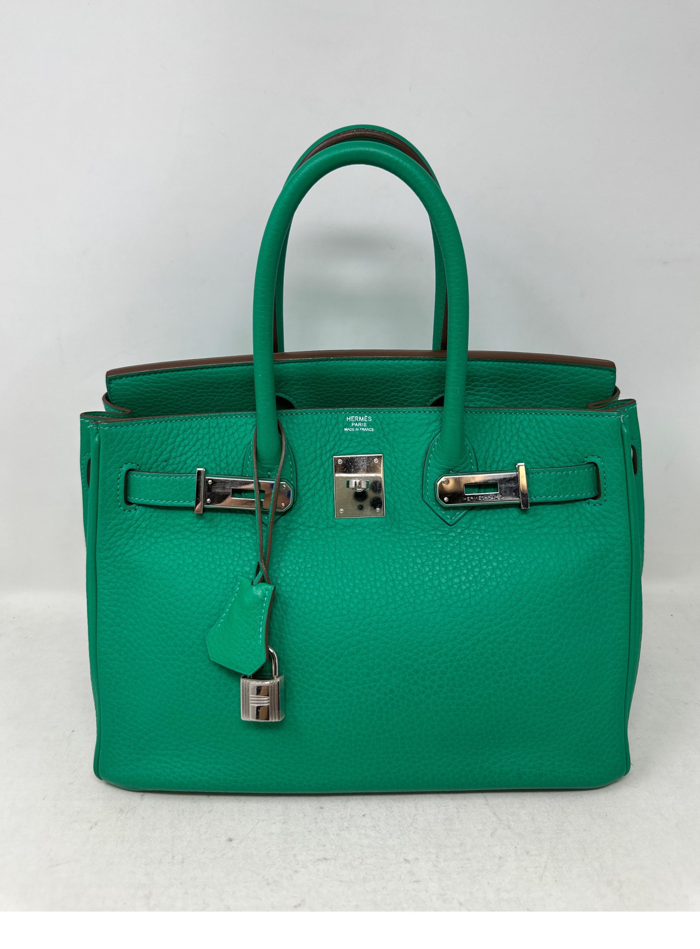 Blue Hermes Menthe Birkin 30 Bag