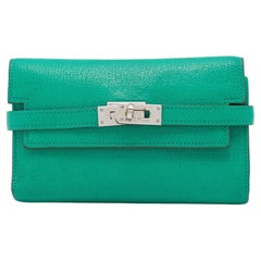 Kelly Depliant Trifold Continental Brieftasche, Menthe Chevre Myzore Leder