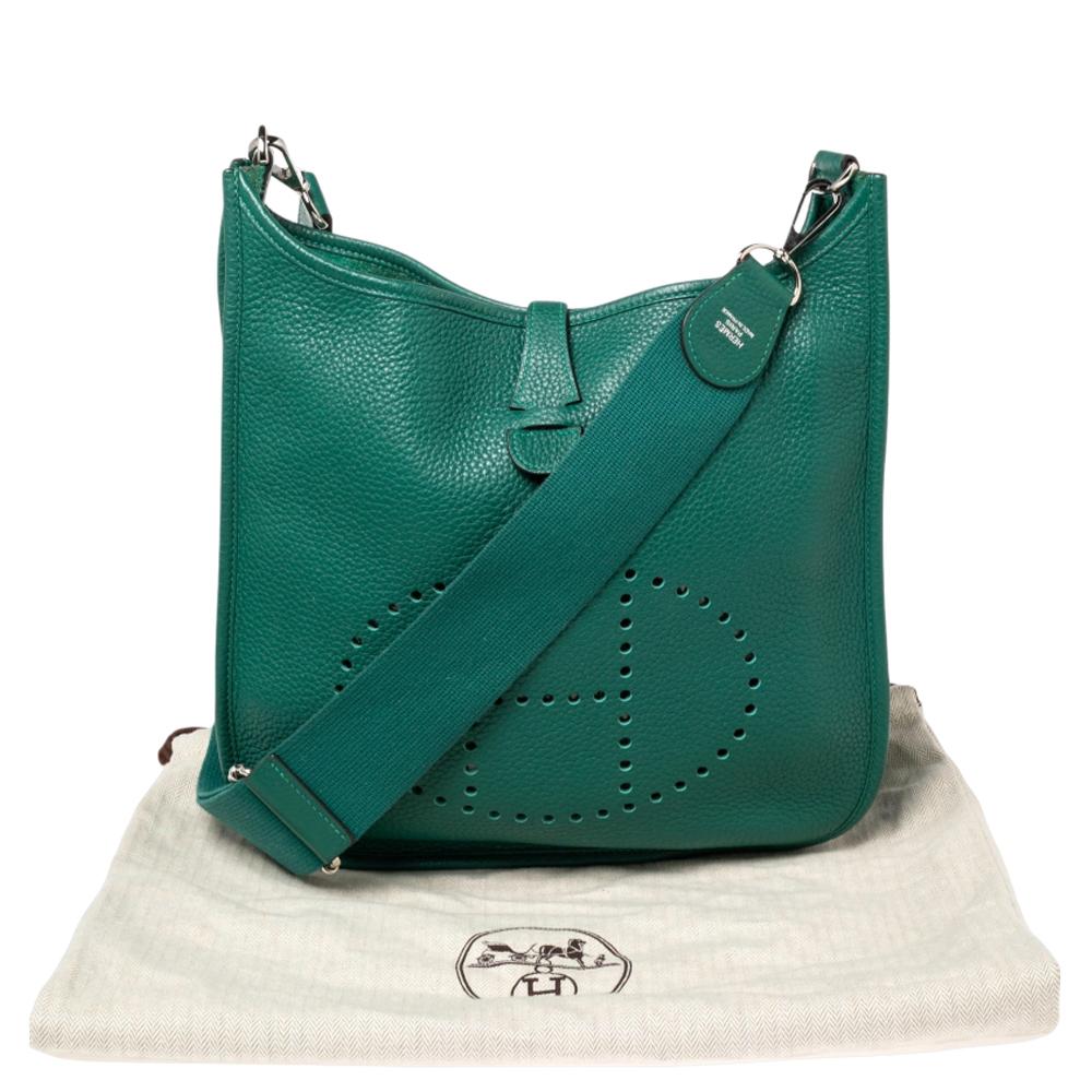 Hermes Menthe Clemence Leather Evelyne III PM Bag 6