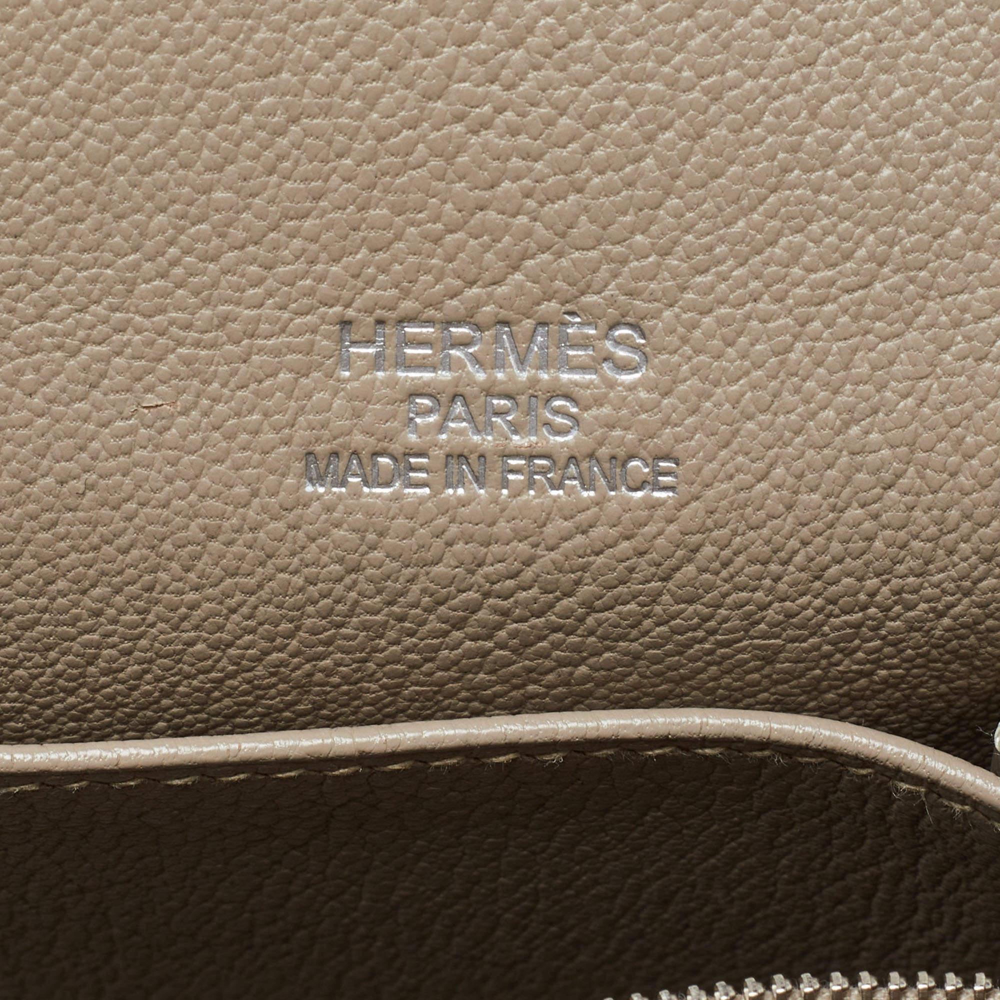 Sac Hermès Menthe/Gris Turillon Clemence Cuir Palladium Finish Jypsiere 34 en vente 6