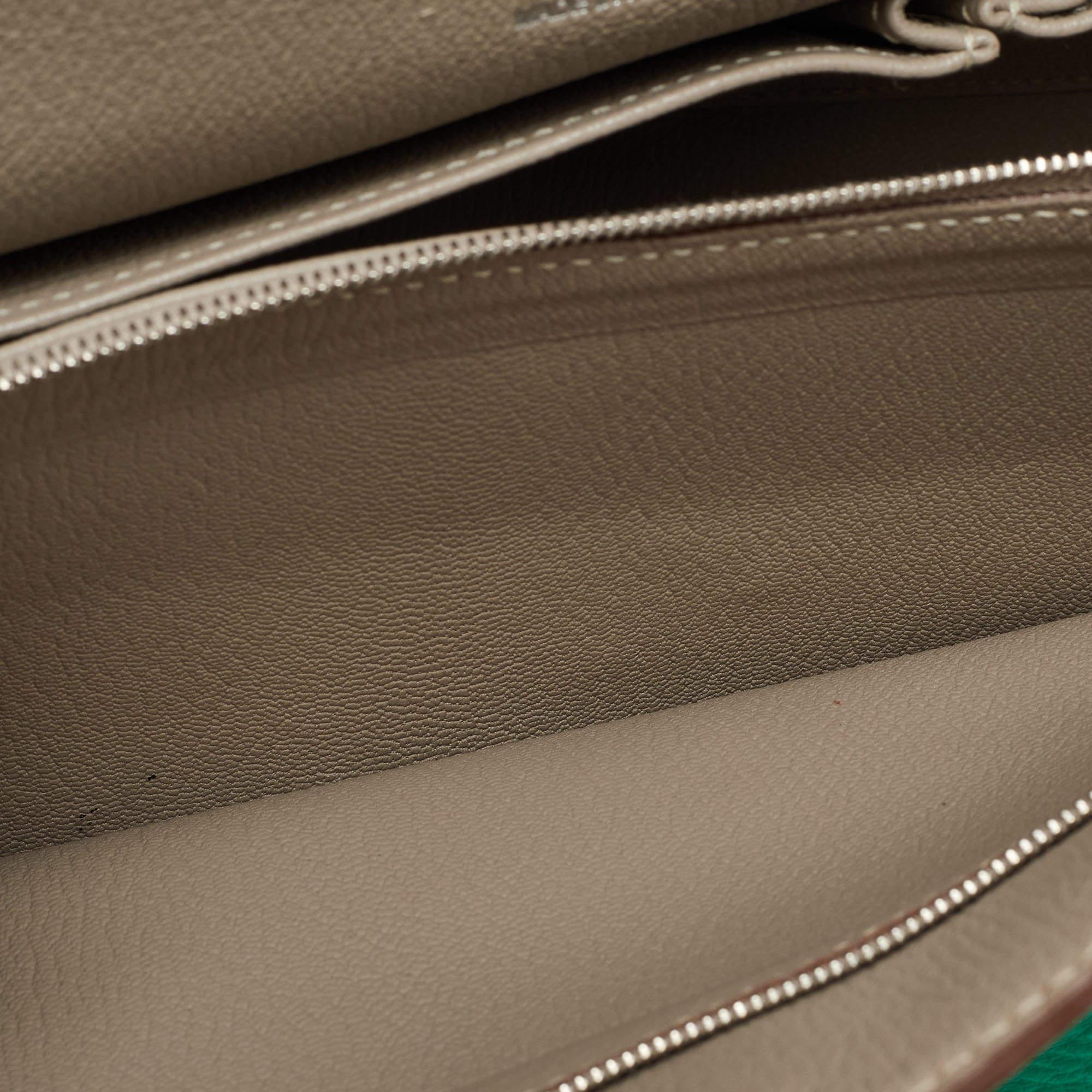 Hermès Menthe/Gris Turillon Clemence Leather Palladium Finish Jypsiere 34 Bag 5