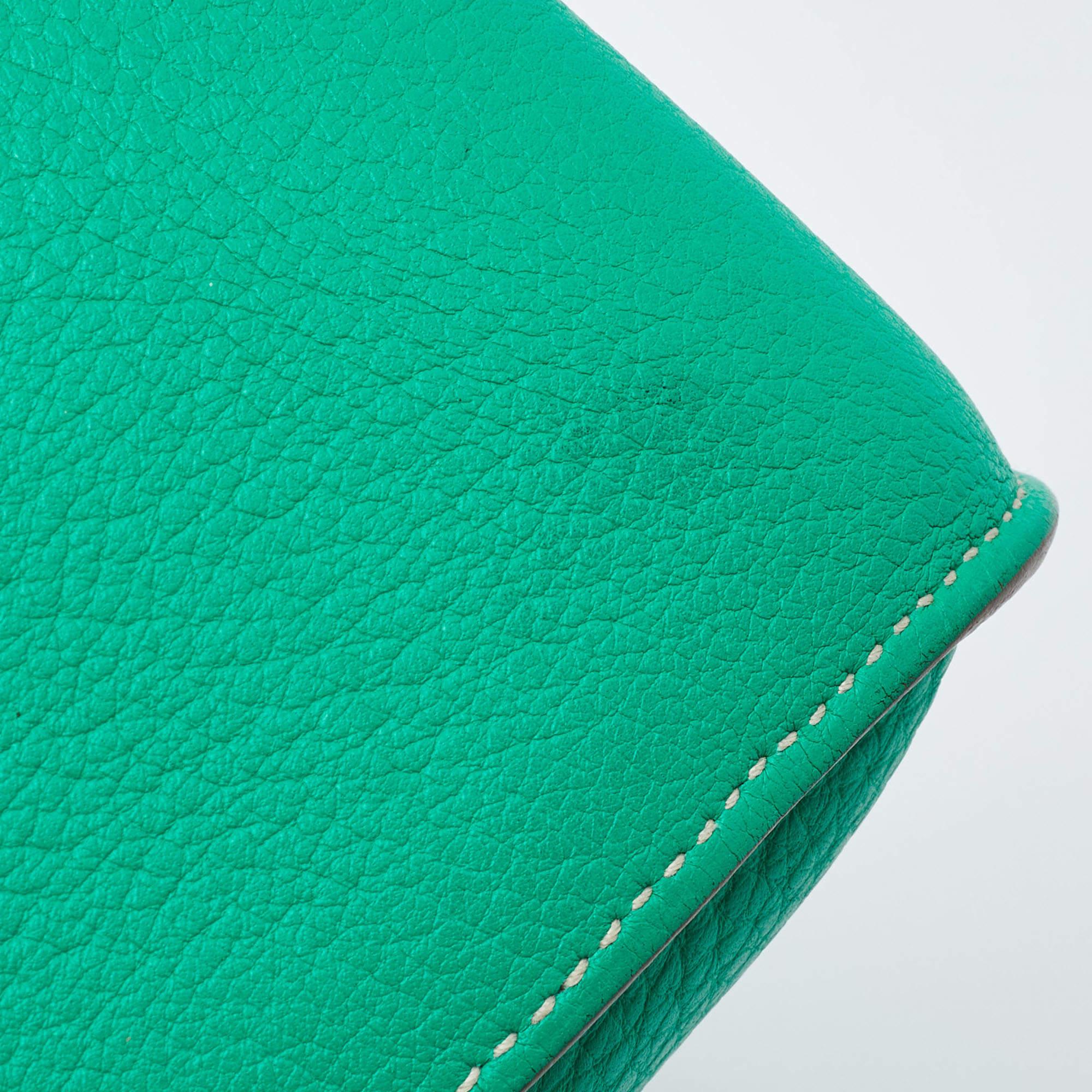 Hermès Menthe/Gris Turillon Clemence Leather Palladium Finish Jypsiere 34 Bag 9