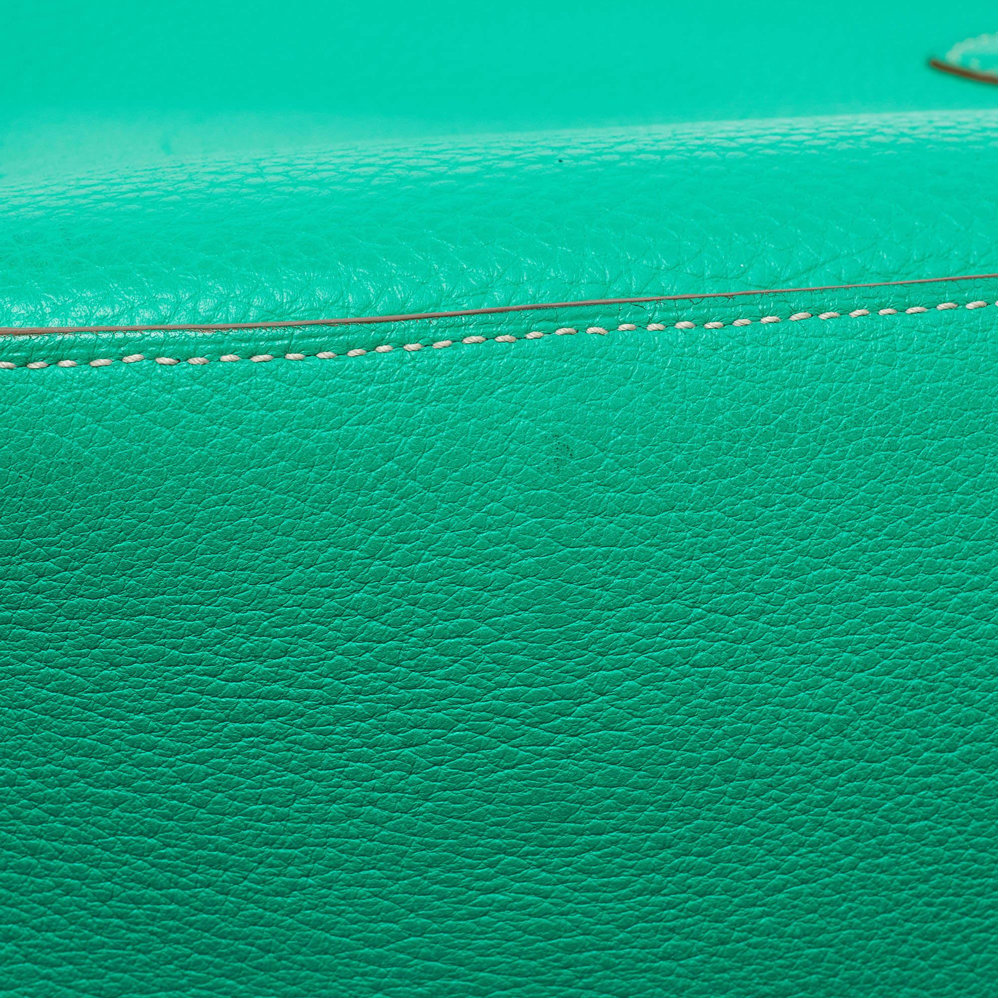 Hermès Menthe/Gris Turillon Clemence Leather Palladium Finish Jypsiere 34 Bag 11