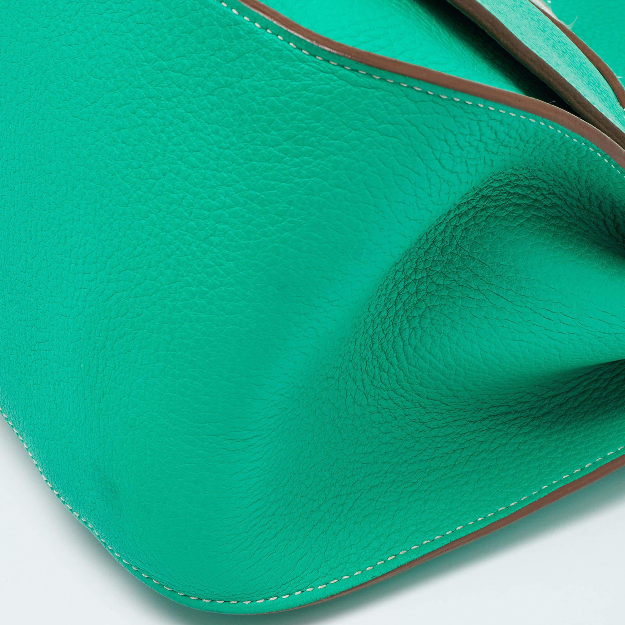 Hermès Menthe/Gris Turillon Clemence Leather Palladium Finish Jypsiere 34 Bag 3