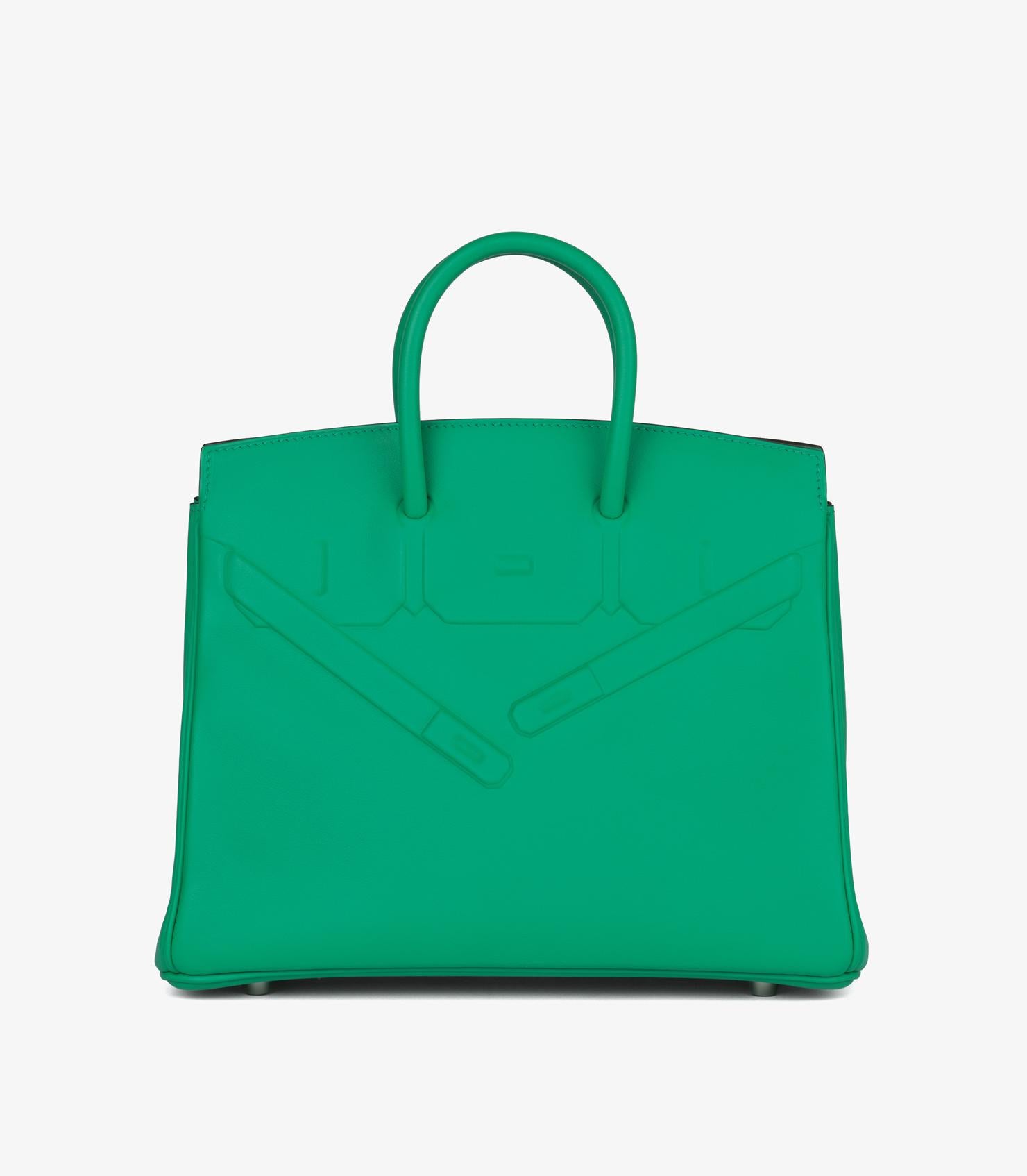 Hermès Menthe Swift Pelle Shadow Birkin 25cm Retourne in vendita