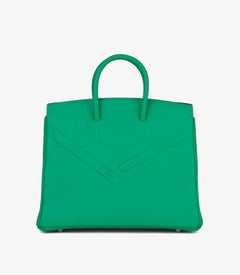 Hermès Menthe Swift Leather Shadow Birkin 25cm Retourne