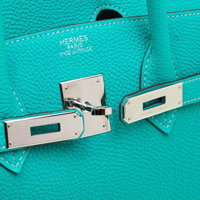 Hermes Menthe Togo Leather Palladium Hardware Birkin 35 Bag 6