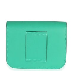 Hermès Menthe Vert Bosphore Evercolor Bicolore Constance Slim Wallet GHW