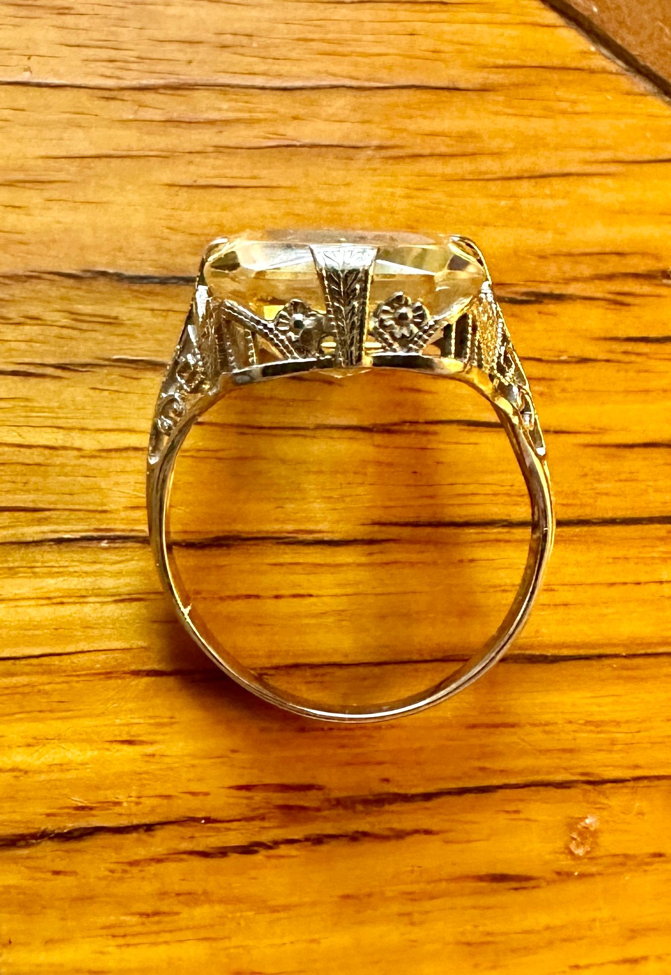 Hermes Mercury Citrine Intaglio Ring 18 Karat White Gold Neoclassical Victorian For Sale 7