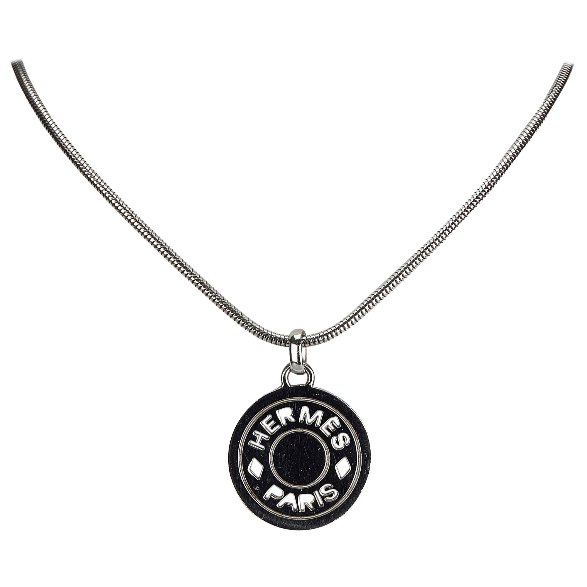 Hermes Metal Clou de Selle Pendant Necklace For Sale