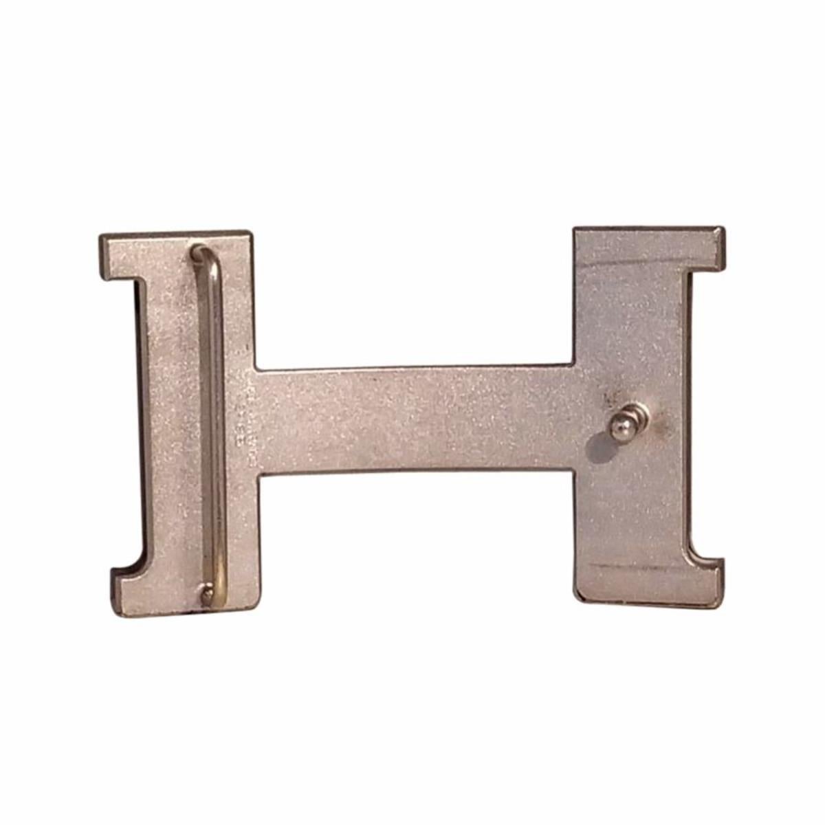 Gray Hermès Metal Golden Buckle
