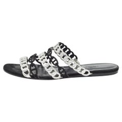 Hermes Metallic Leather Chaine D'ancre Flat Sandals Size 39