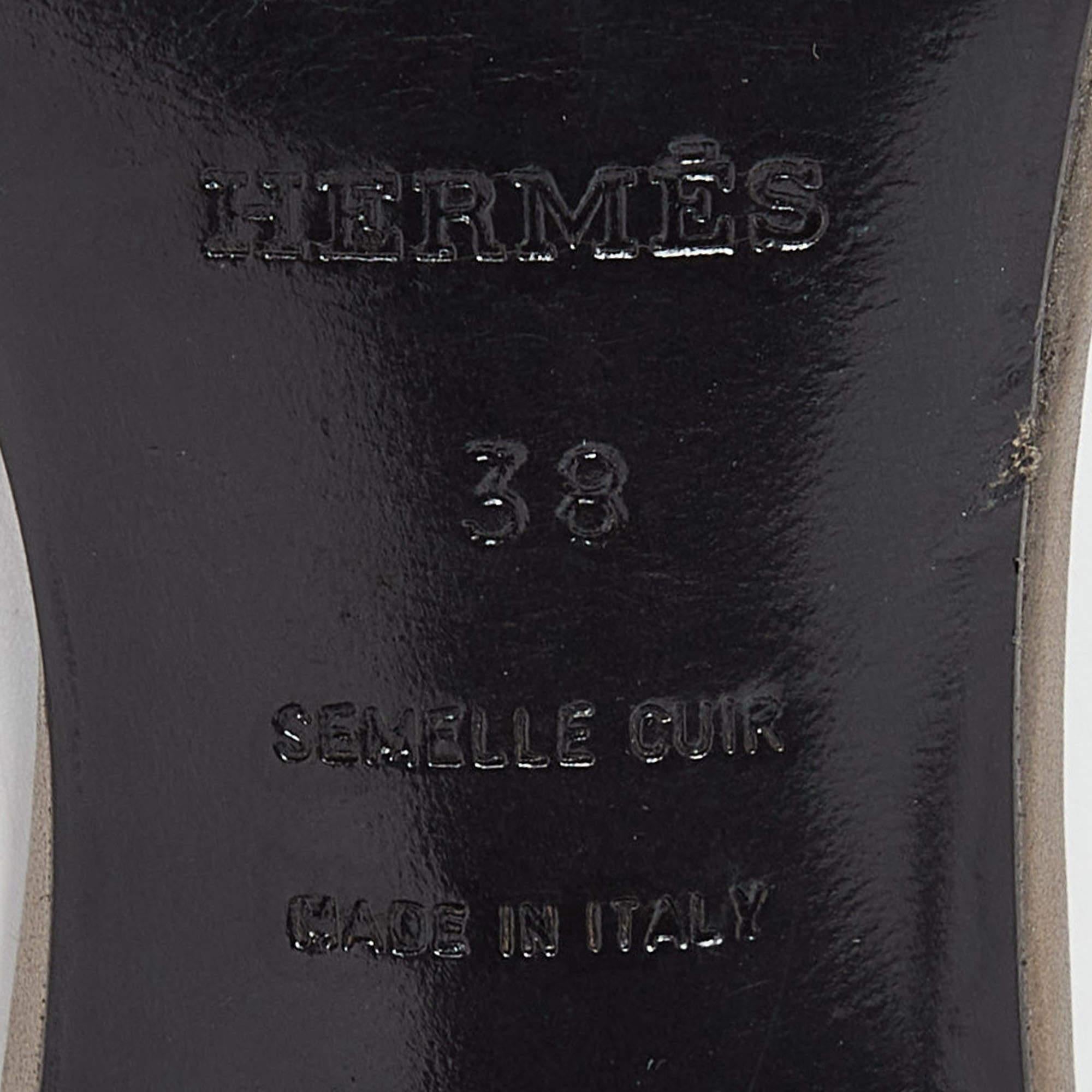 Hermes Metallic Leather Oasis Slide Sandals Size 38 4