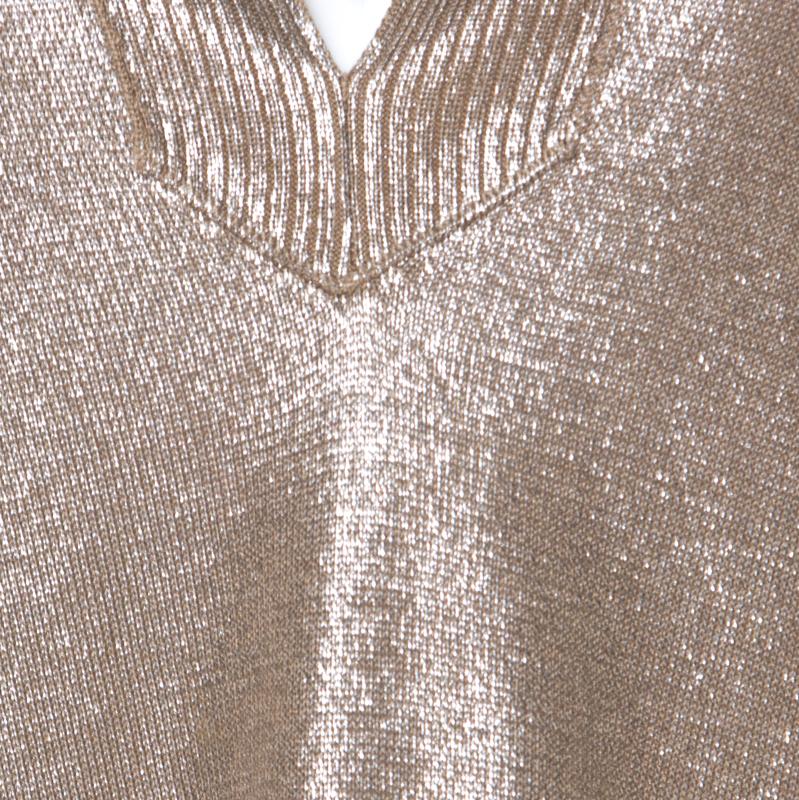 Hermes Metallic Silk and Lurex Knit Sweater M In Excellent Condition In Dubai, Al Qouz 2