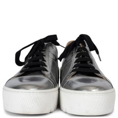 HERMES metallic silver leather 2019 VOLTAGE PLATFORM Sneakers Shoes 41