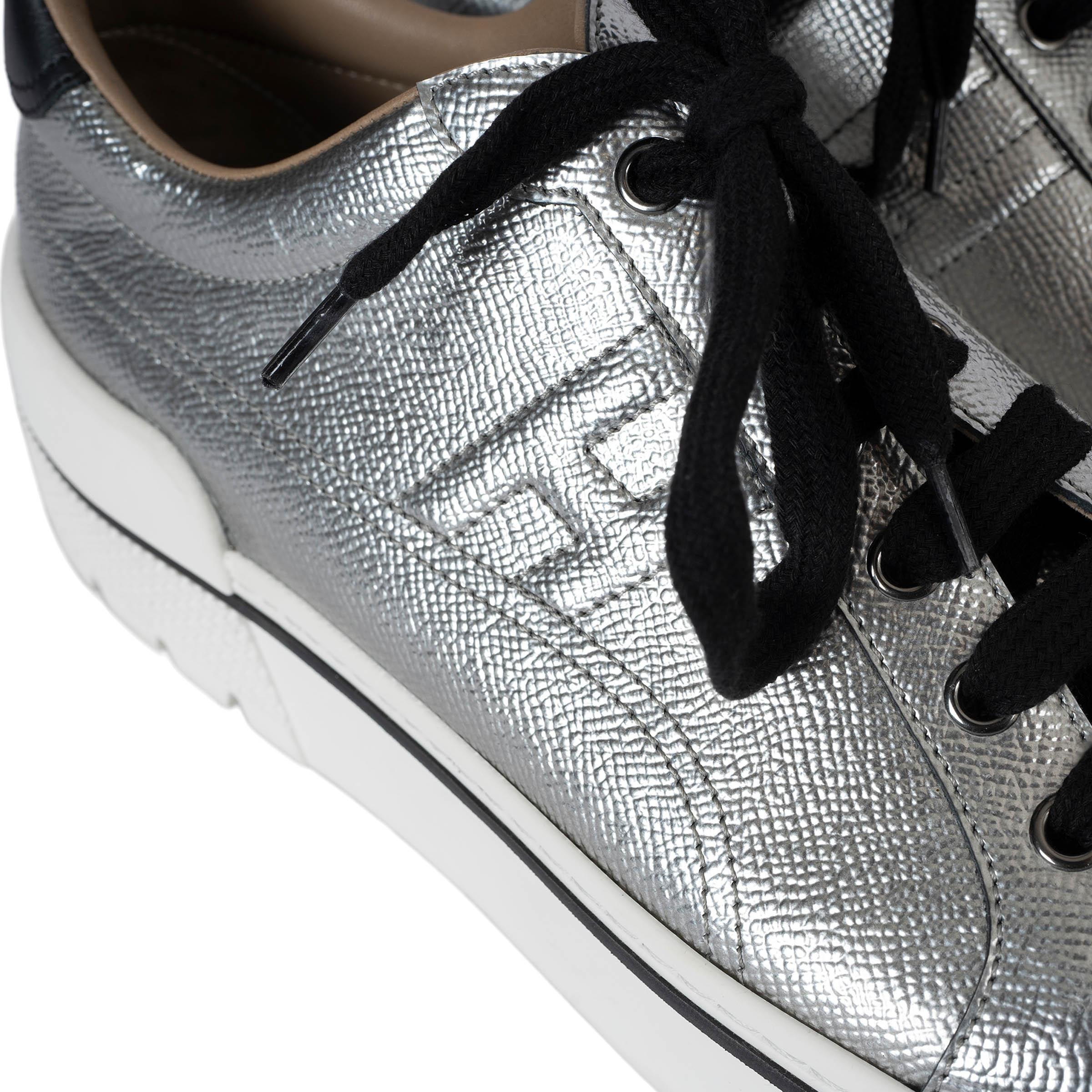 HERMES metallic silver leather 2019 VOLTAGE PLATFORM Sneakers Shoes 41 2