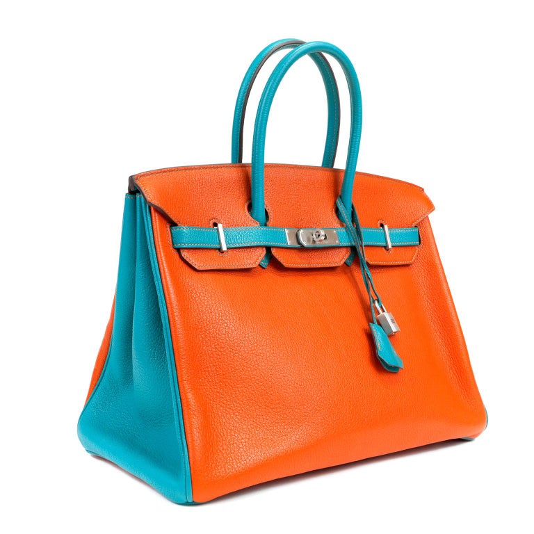 Hermes Birkin Crocodile Bag in Tri-color Horseshoe Orange with