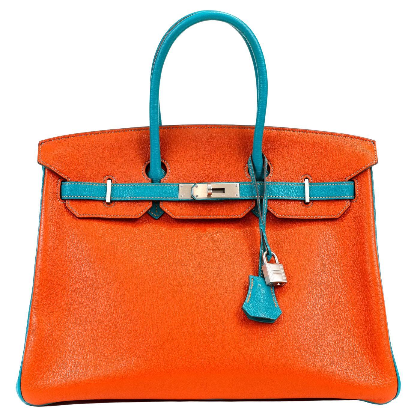 Hermès Miami Dolphins Horseshoe Chevre 35 cm Birkin For Sale