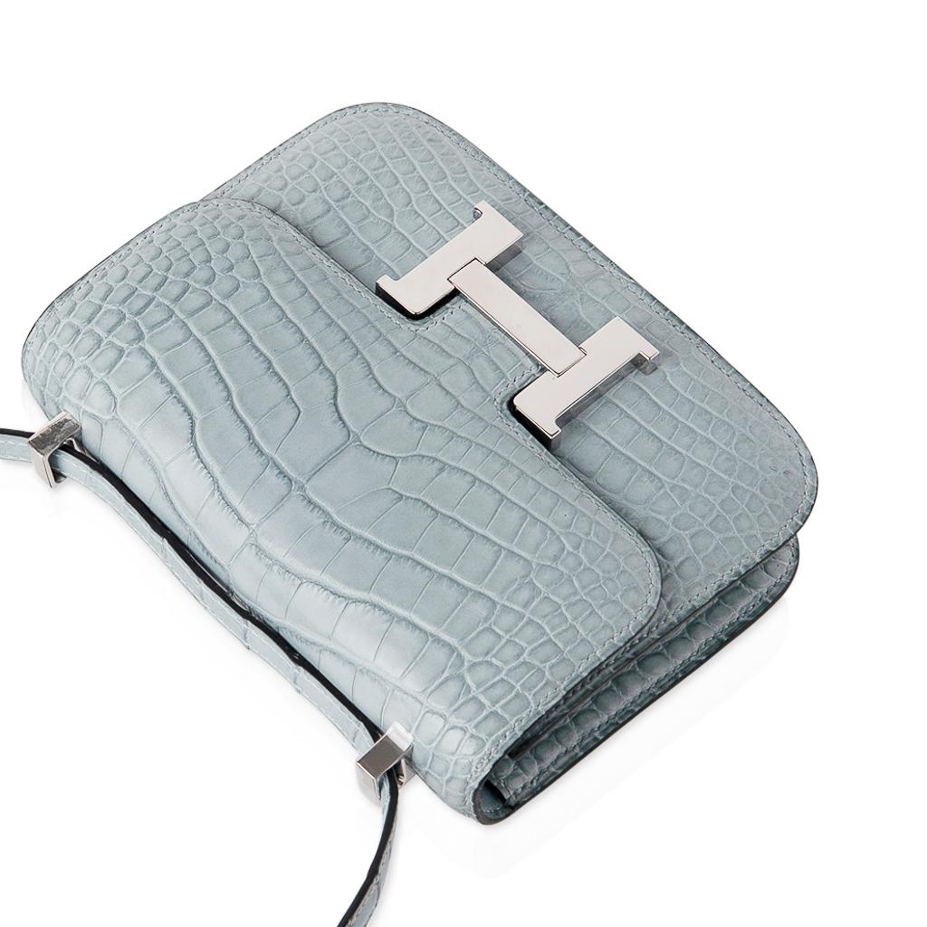 Hermes Micro Constance Bag Ciel Matte Alligator Hardware Limited Edition Rare 1