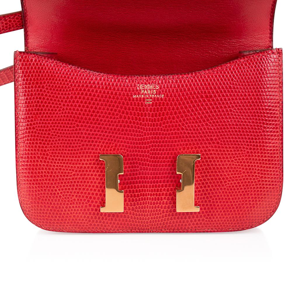 Hermes Micro Constance Bag Rouge Lizard Gold Hardware Limited Edition Very Rare For Sale 3