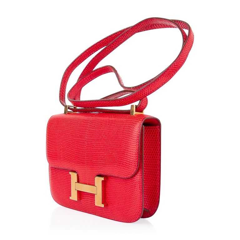 Hermes Micro Constance Bag Rouge Lizard Gold Hardware Limited Edition Very  Rare For Sale at 1stDibs