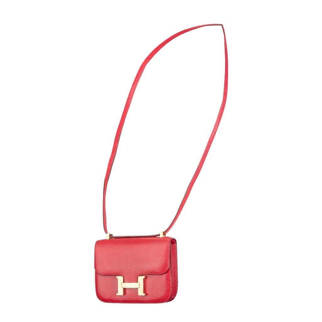 Hermes Micro Constance Bag Rouge Lizard Gold Hardware Limited Edition Very Rare For Sale 1