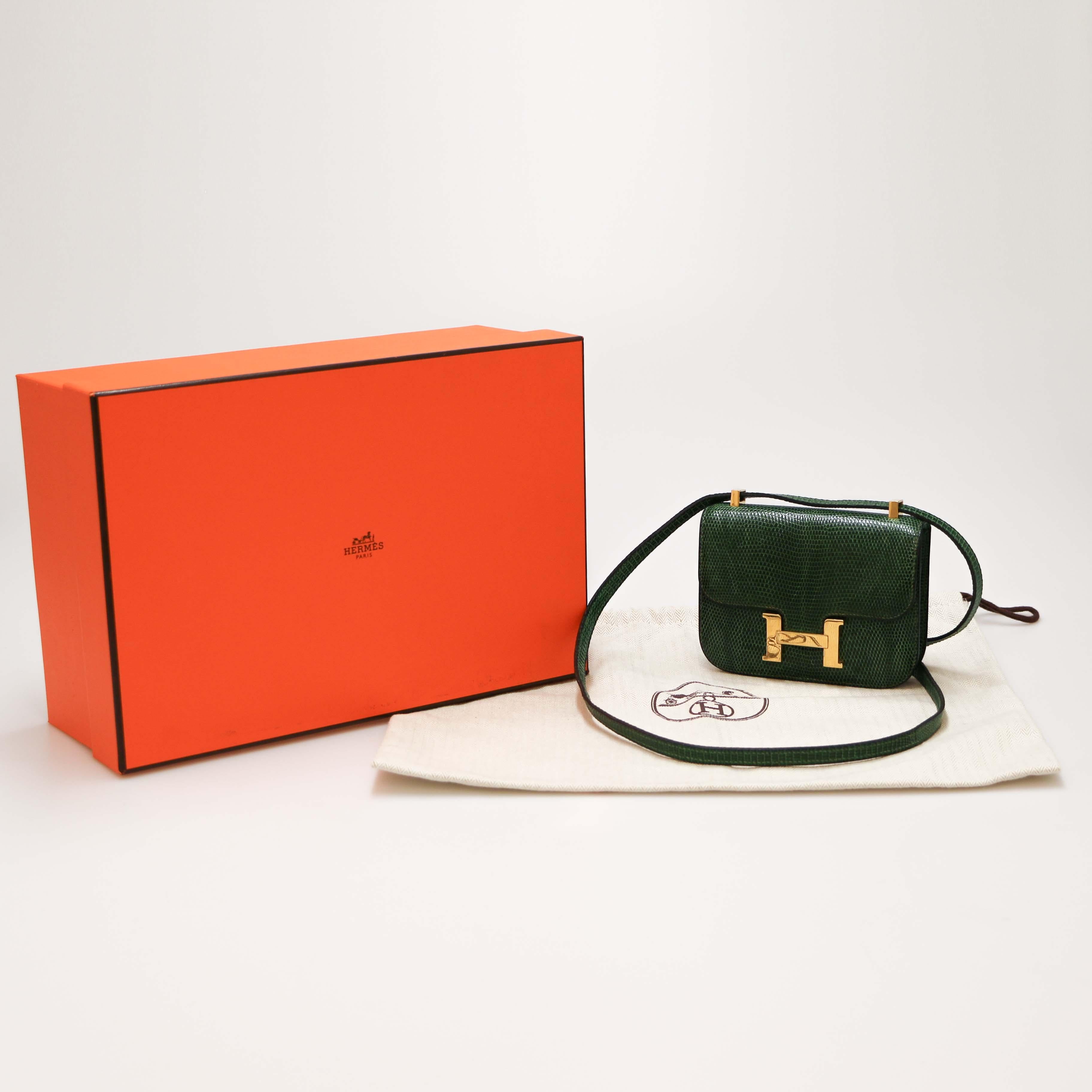 Hermès Micro Constance Lezard - Vert en vente 5