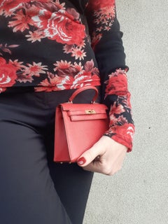 Hermès Micro Kelly 15 cm Sellier Red Leather Gold Hdw