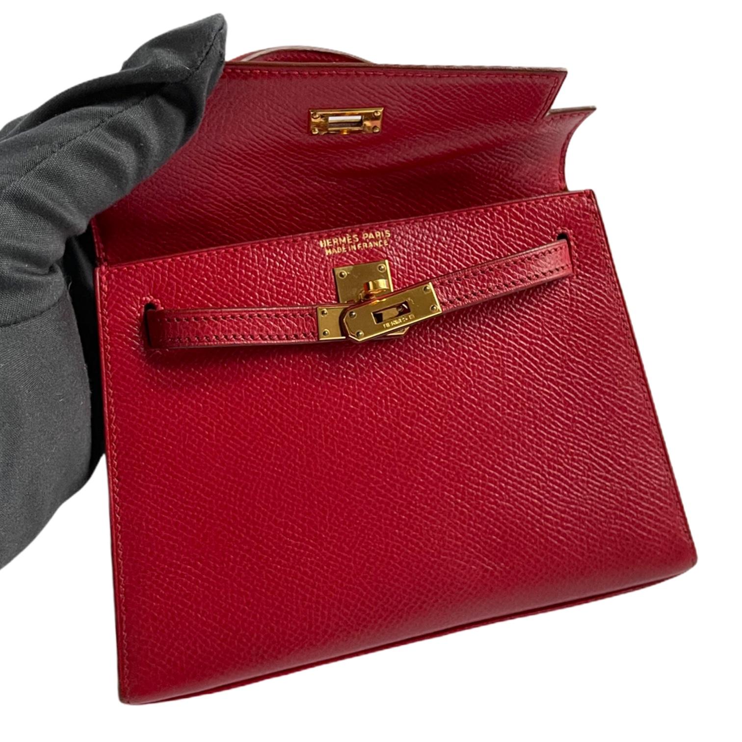 1stdibs Exclusives Hermès Micro Kelly 15cm Rouge Courchevel Gold Hardware 6