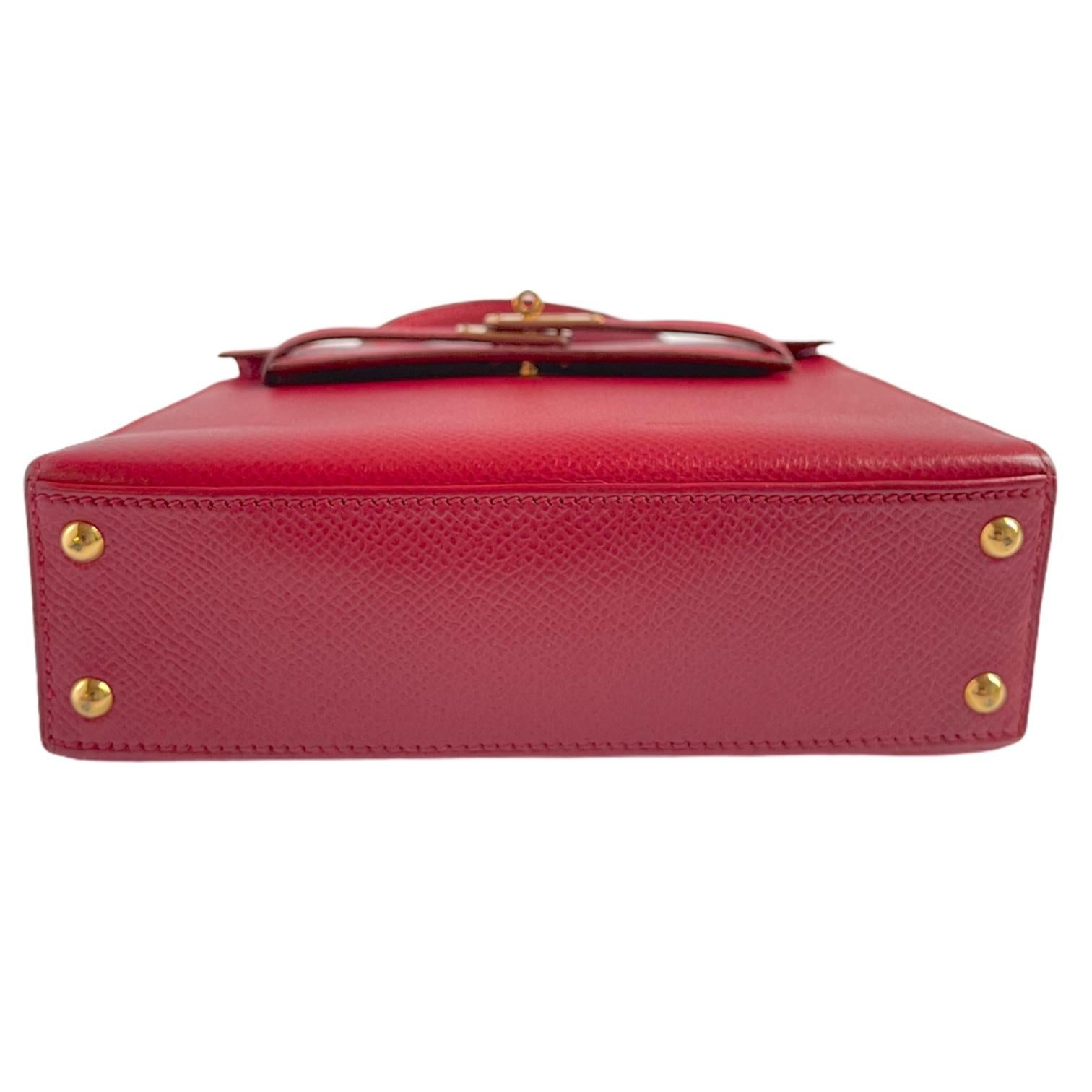 Red 1stdibs Exclusives Hermès Micro Kelly 15cm Rouge Courchevel Gold Hardware