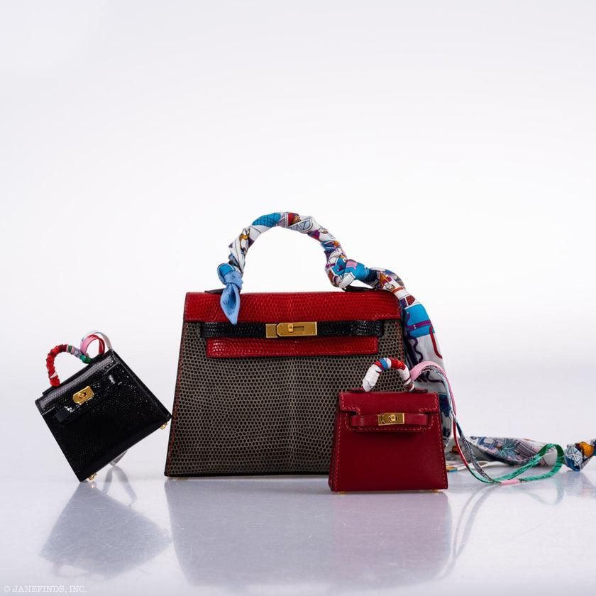 Hermès Micro Kelly Twilly Charm Rouge Vif Tadelakt Leather Gold Hardware 2020, Y For Sale 1
