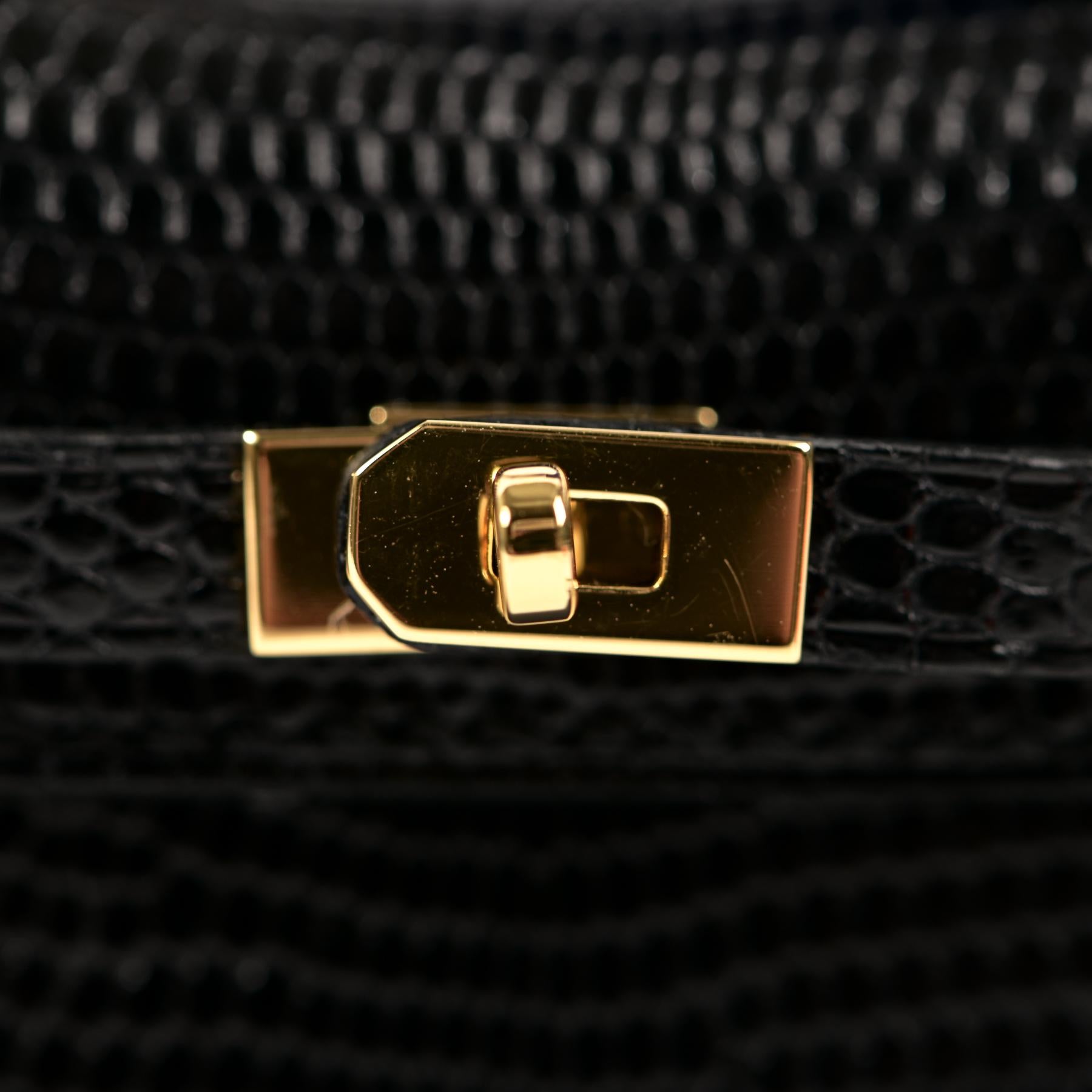 Hermès Micro Mini Kelly Twilly Charm Black Lizard GHW In New Condition For Sale In Antwerp, BE