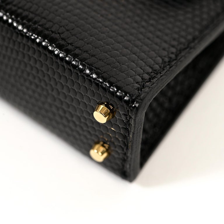 Hermès Micro Mini Kelly Twilly Charm Black Lizard GHW For Sale at