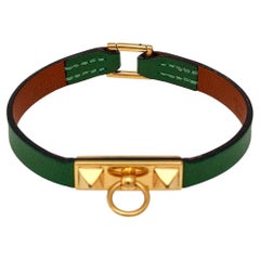 Hermes Micro Rivale Green Leather Bracelet S