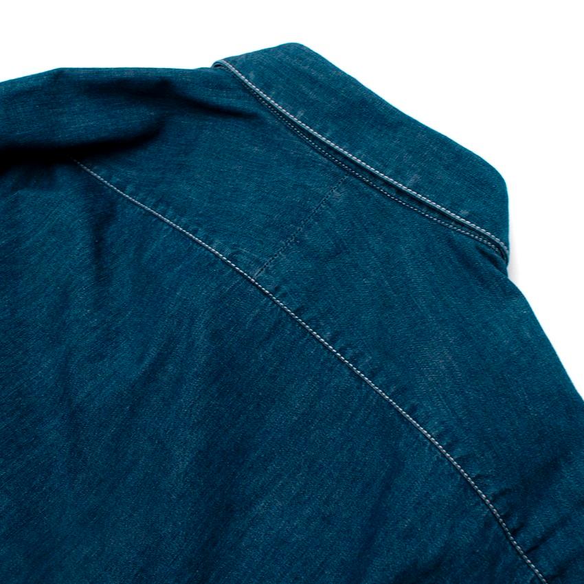 Hermes Mid-Wash Cotton Denim Contrast Stitch Shirt For Sale 4