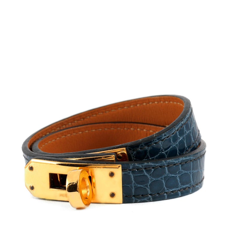 Hermès Midnight Blue Alligator Double Tour Bracelet For Sale at 1stDibs