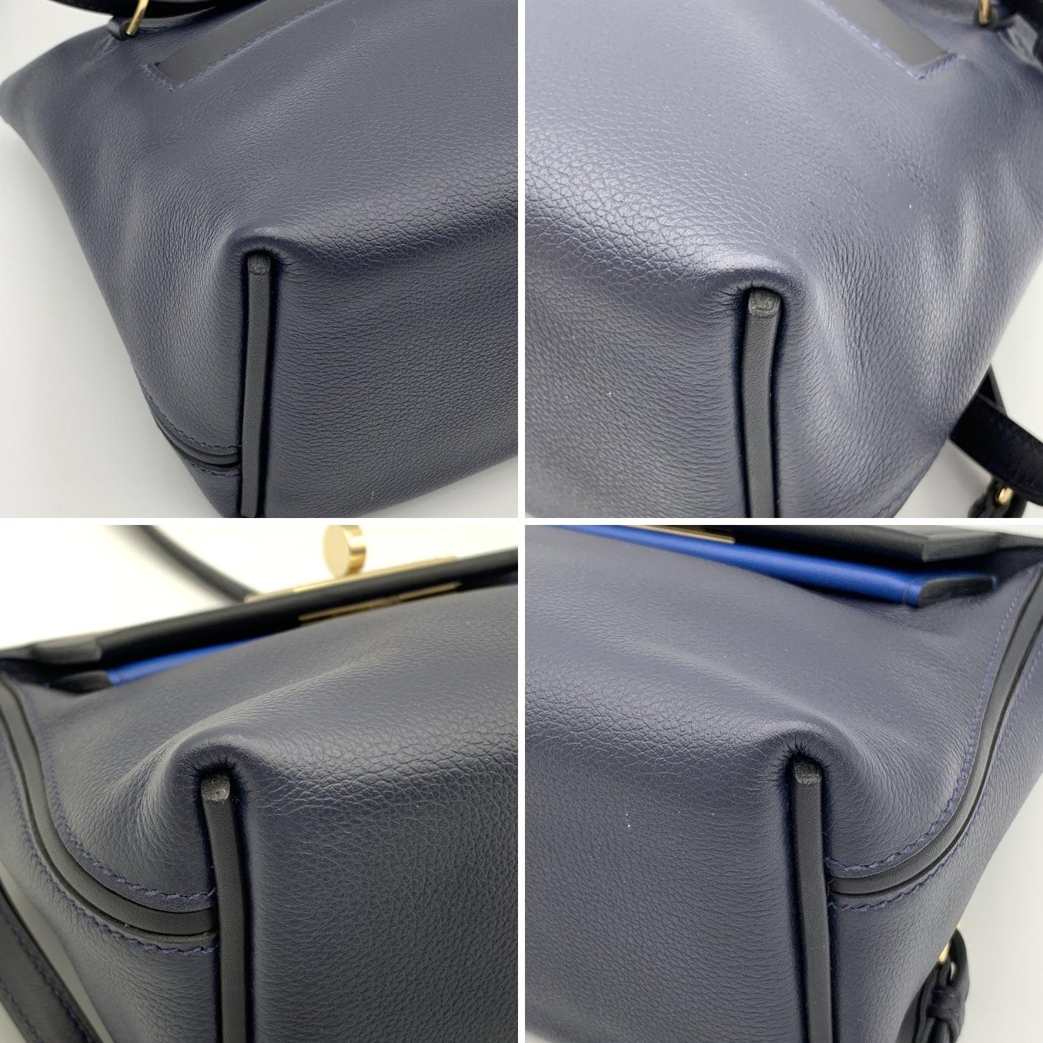 Hermes Midnight Blue Black Leather 24/24 Handbag with Strap 21 cm 1