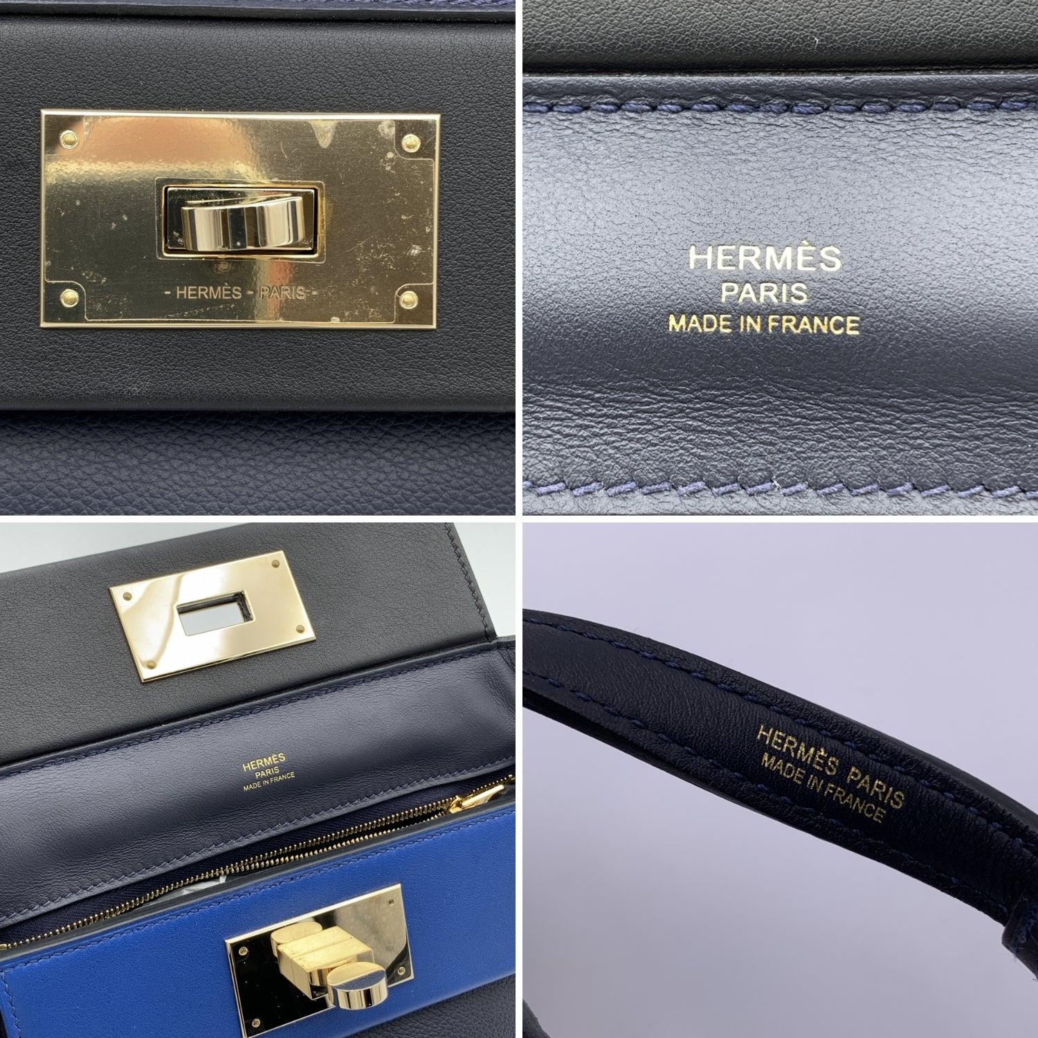 Hermes Midnight Blue Black Leather 24/24 Handbag with Strap 21 cm 2